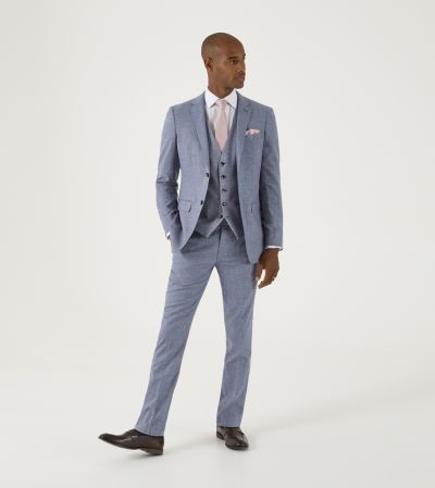 Jodrell Slim Suit Blue Marl Tweed Effect