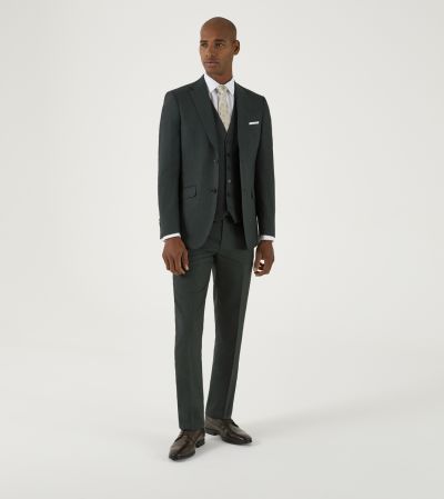 Harcourt Slim Suit Green Tweed Effect