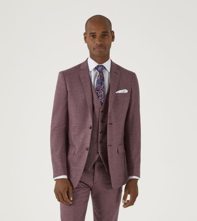 Jodrell Slim Suit Berry Marl Tweed Effect
