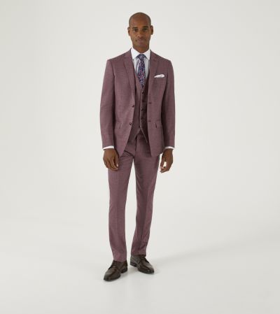 Jodrell Slim Suit Berry Marl Tweed Effect
