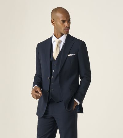 Harcourt Slim Suit Navy Ink Tweed Effect
