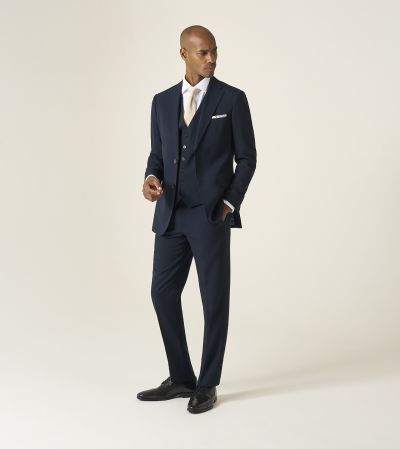 Harcourt Slim Suit Navy Ink Tweed Effect