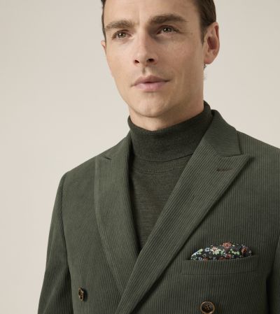 Dorsey Double Breasted Tailored Suit Corduroy Moss Green