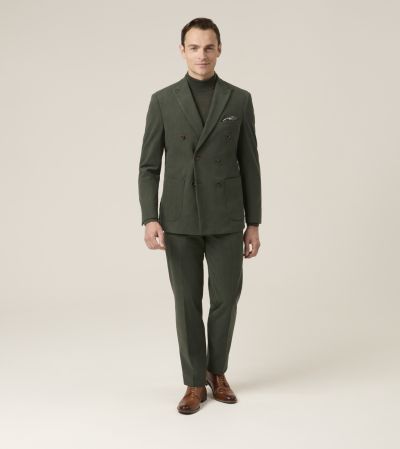 Dorsey Double Breasted Tailored Suit Corduroy Moss Green