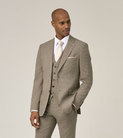 Chaplin Suit Slim Stone Beige Micro Check