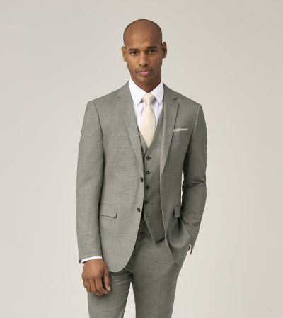 Devere Wool / Linen Blend Slim Suit Sage Green Check