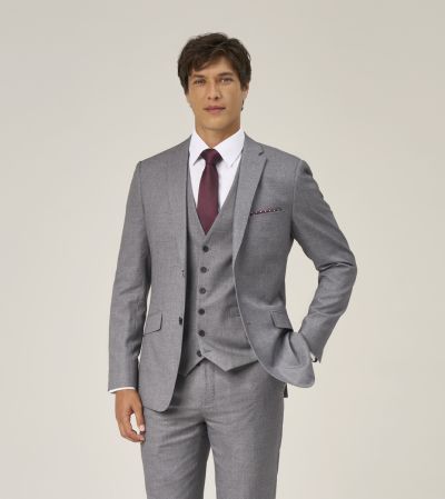 Harcourt Slim Suit Silver Grey Tweed Effect