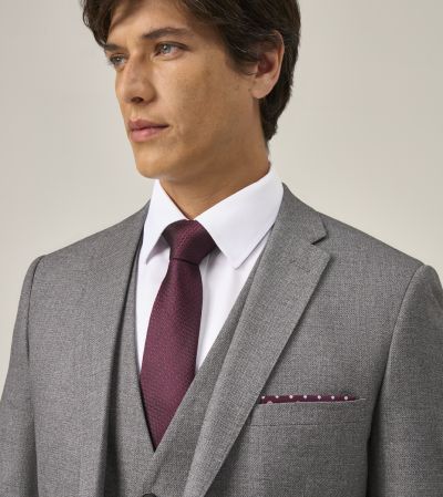 Harcourt Slim Suit Silver Grey Tweed Effect