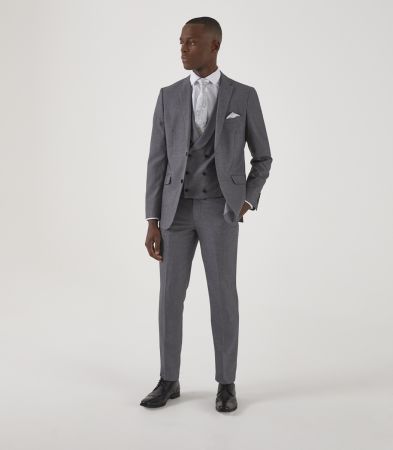 Harcourt Slim Suit Silver Grey Tweed Effect