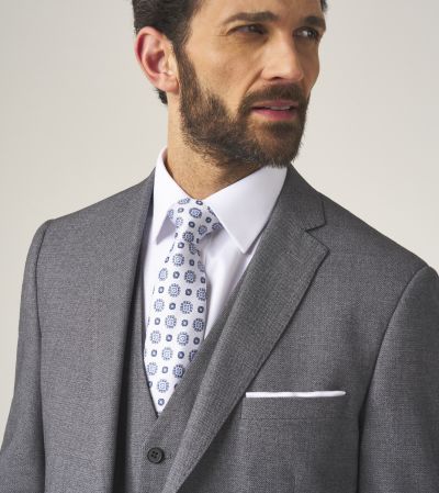 Harcourt Tailored Suit Silver Grey Tweed Effect