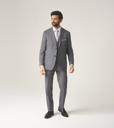 Harcourt Tailored Suit Silver Grey Tweed Effect