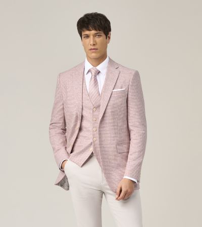 Aurelio Tailored Strawberry Pink Houndstooth Jacket