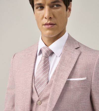 Aurelio Tailored Strawberry Pink Houndstooth Jacket