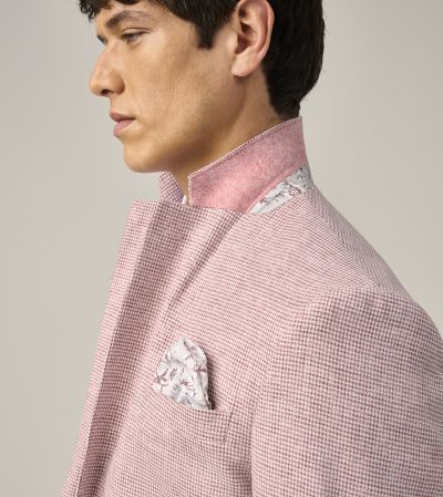 Aurelio Tailored Strawberry Pink Houndstooth Jacket / Waistcoat Outfit