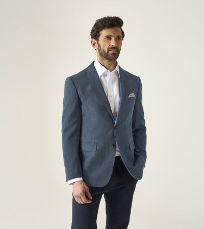 Padua Tailored Herringbone Jacket Blue