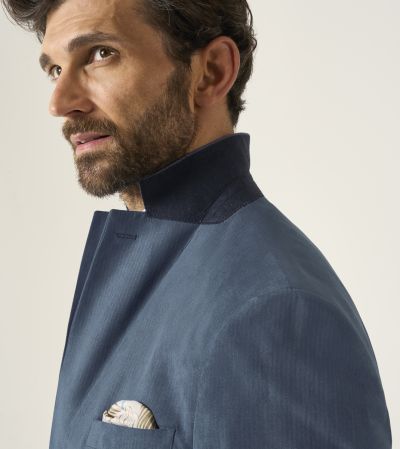 Padua Tailored Herringbone Jacket Blue