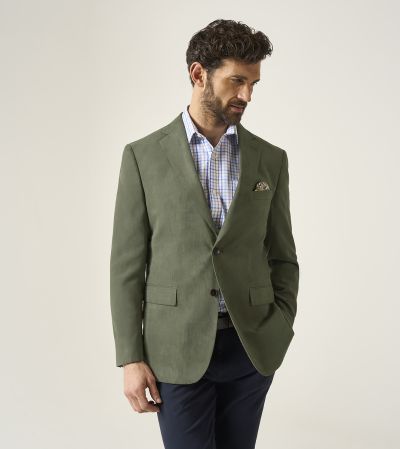 Padua Tailored Herringbone Jacket Herb Green