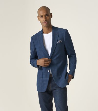 Orville Tailored Jacket Blue Self Check