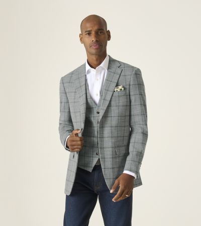 Valetta Tailored Jacket / Waistcoat Outfit Grey / Green Check