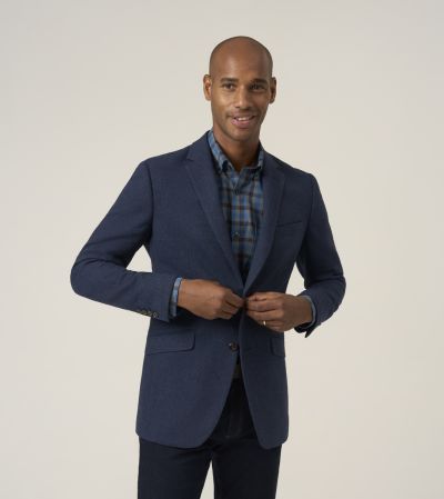 Hexham Tailored Fit Wool Blend Jacket Navy Blue