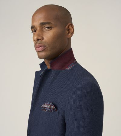 Hexham Tailored Fit Wool Blend Jacket Navy Blue