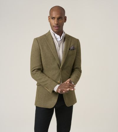 Hexham Tailored Fit Wool Blend Jacket Sage Green