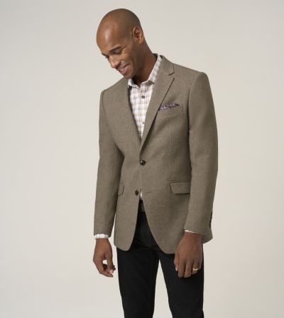Hexham Tailored Fit Wool Blend Jacket Stone Brown