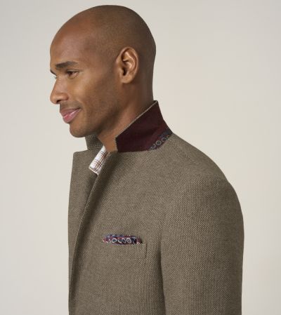 Hexham Tailored Fit Wool Blend Jacket Stone Brown