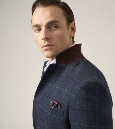 Ryedale Tailored Fit Navy Blue Country Check Jacket