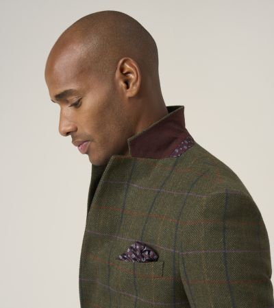 Horden Tailored Fit Lovat Green Country Check Jacket