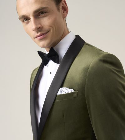 Paso Tailored Fit Velvet Jacket Sage Green