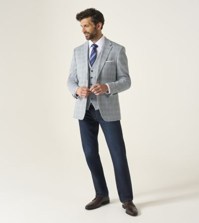 Aspen Tailored Jacket / Waistcoat Outfit Blue Check Puppytooth