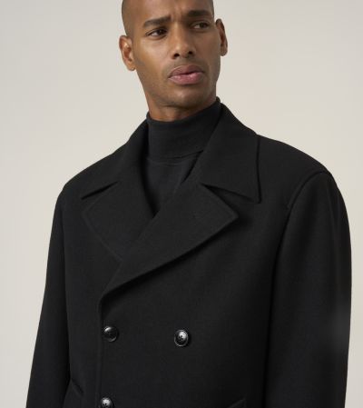Reeves Double Breasted Peacoat Black