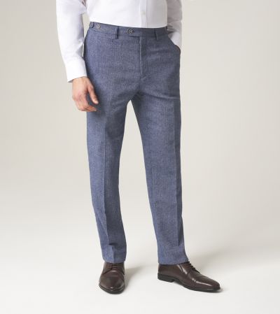 Jude Suit Tailored Trousers Blue Tweed Herringbone