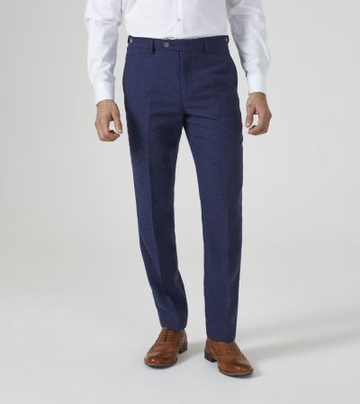 Jude Suit Tailored Trousers Navy Blue Tweed Herringbone