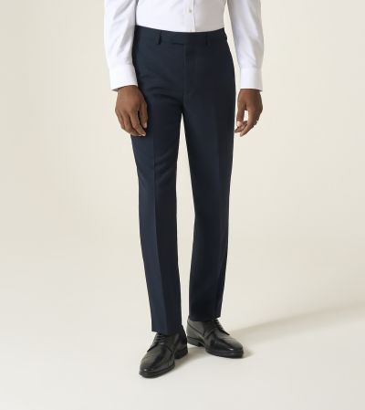 Harcourt Tailored Suit Trousers Navy Ink Tweed Effect