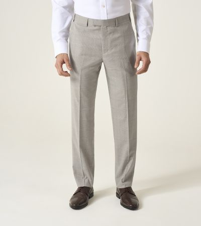 Charlie Suit Tailored Trousers Stone Beige Check
