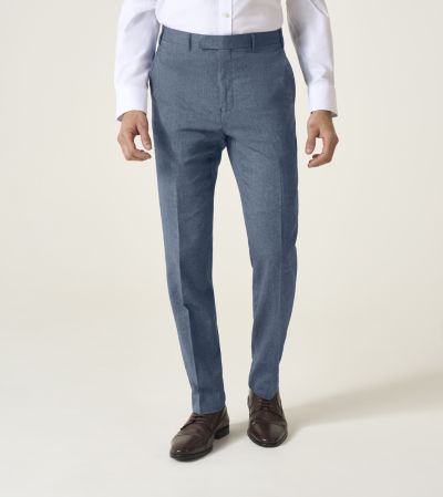 Calvados Linen Blend Suit Tailored Trouser Blue