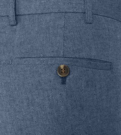 Calvados Linen Blend Suit Tailored Trouser Blue
