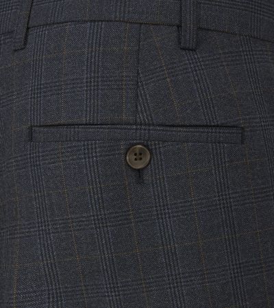 Elijah Suit Tailored Trousers Navy Blue Check