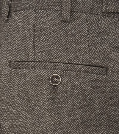 Jude Suit Tailored Trousers Fawn Brown Tweed Herringbone