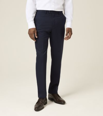 Glassnor Gabardine Navy Wool Blend Tailored Suit Trouser