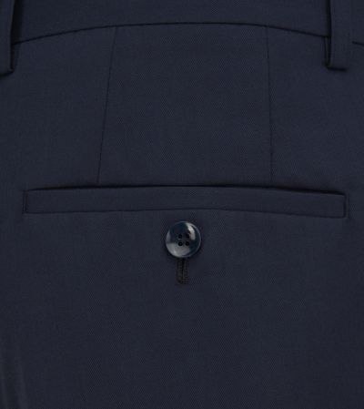 Glassnor Gabardine Navy Wool Blend Tailored Suit Trouser