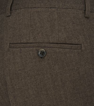 Carr Herringbone Suit Tailored Fit Trouser Brown