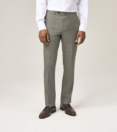 Devere Wool / Linen Blend Tailored Suit Trousers Sage Green Check