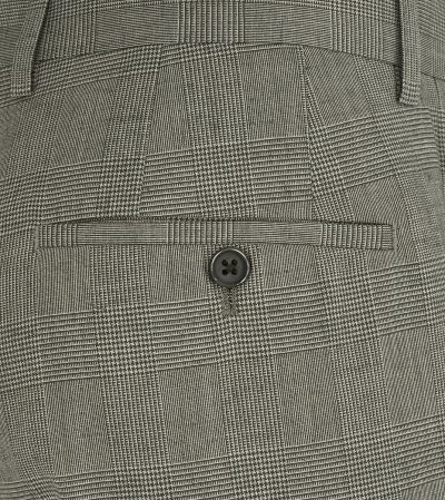 Devere Wool / Linen Blend Tailored Suit Trousers Sage Green Check