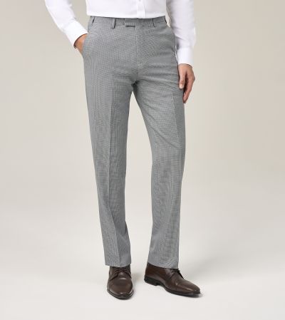 Chaplin Suit Tailored Trousers Blue / Ecru Micro Check