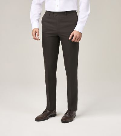 Corsica Wool / Linen Blend Suit Tailored Trouser Chocolate Brown