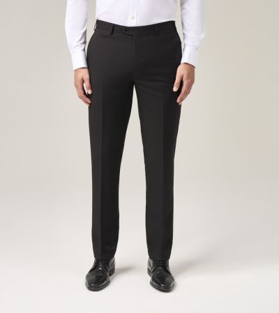 Milan Slim Tapered Suit Trousers Black 