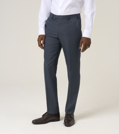 Harcourt Tailored Suit Trousers Blue Tweed Effect